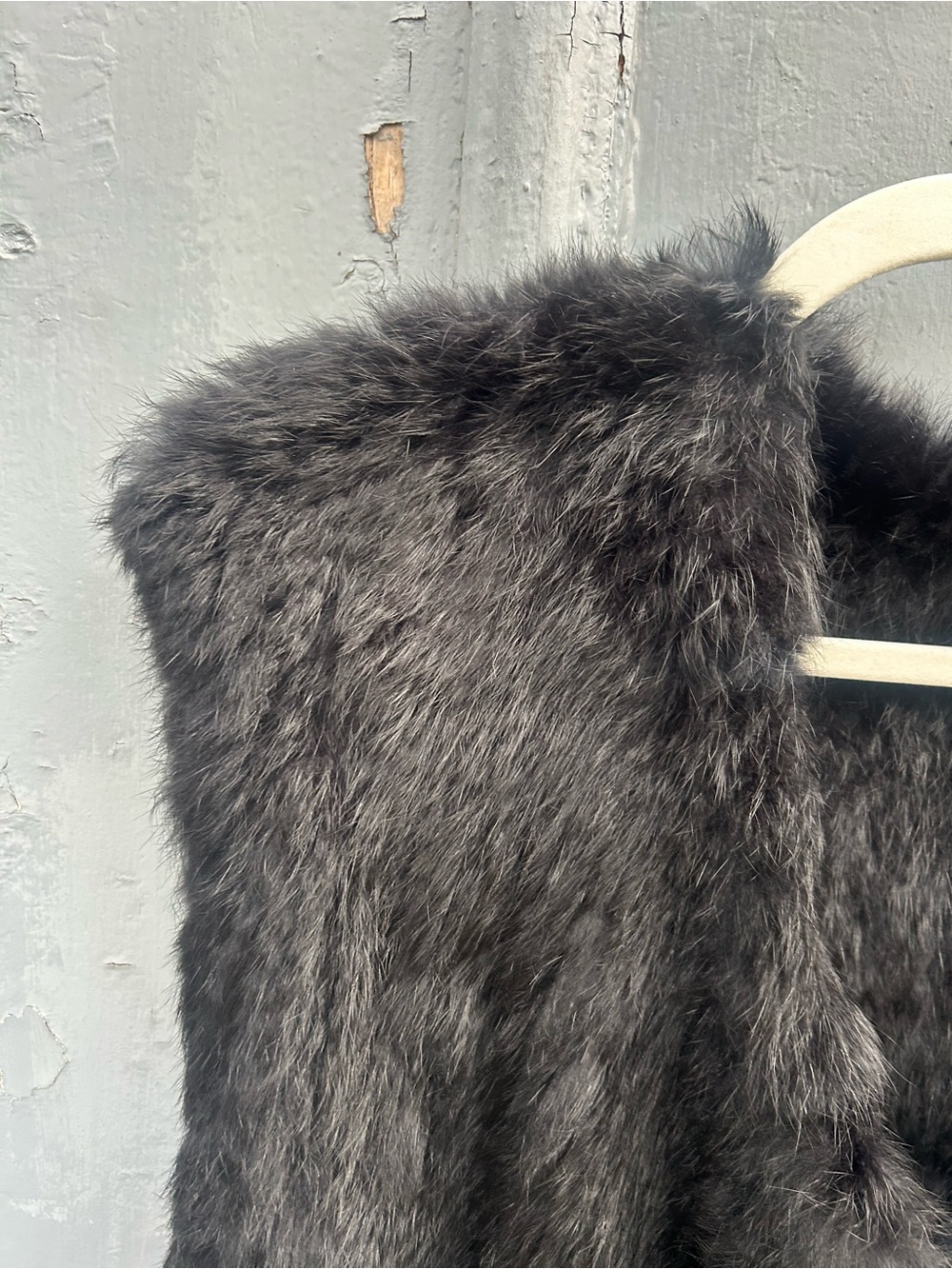 Black Rabbit Fur Vest, One Size - Picture 6 of 6